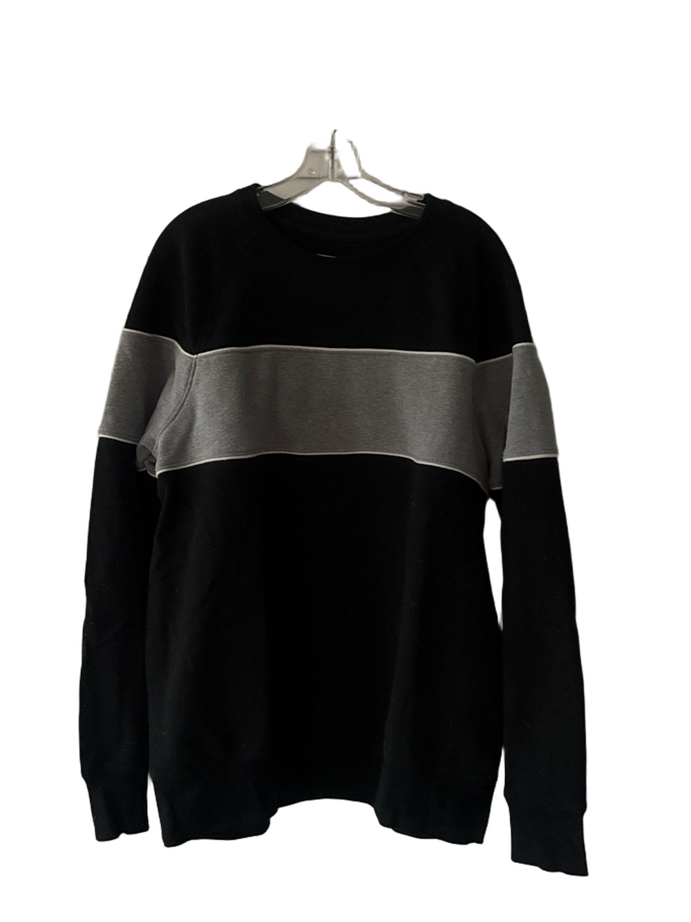 Men's Black and Gray Colorblock Crewneck Sweatshirt Size L